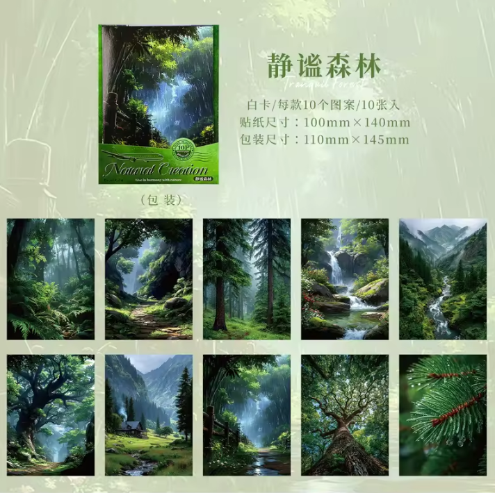 10 Sheets Natural Creations Series Landscape White Cardstock Crafting Materials