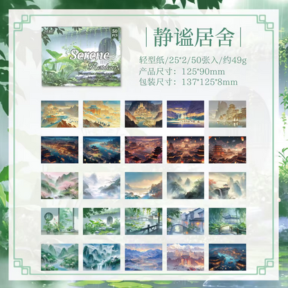 50 Sheets Four Seasons Scenic Notes Non Adhesive Retro Craft Paper