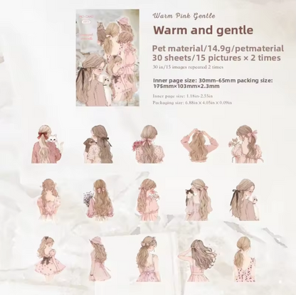 30 Pcs Turning Point Series Elegant Character Holiday Decorative Sticker