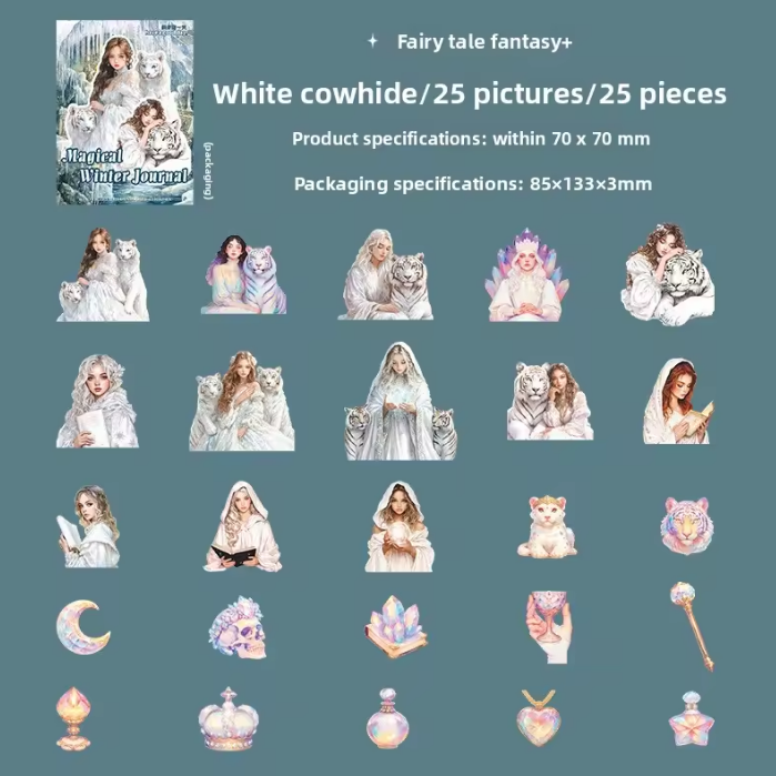 25 Pcs Enchanted Winter Series Winter themed Decorative Stickers