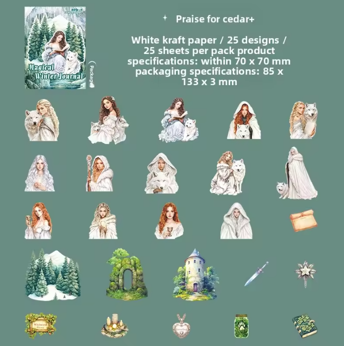 25 Pcs Enchanted Winter Series Winter themed Decorative Stickers