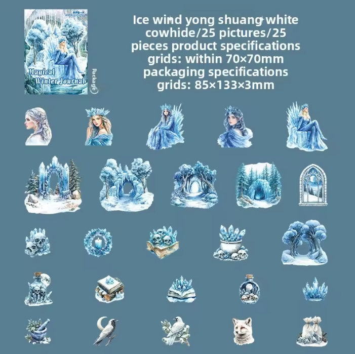 25 Pcs Enchanted Winter Series Winter themed Decorative Stickers