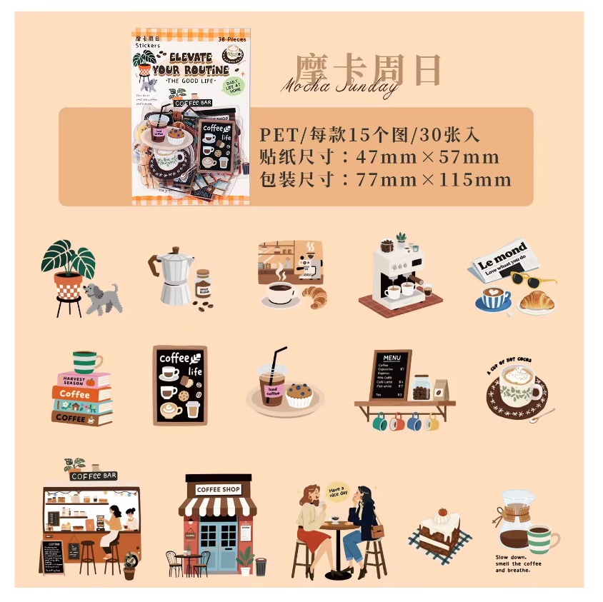 30pcs Light up Daily Series Cartoon Elements Theme Decorative Stickers