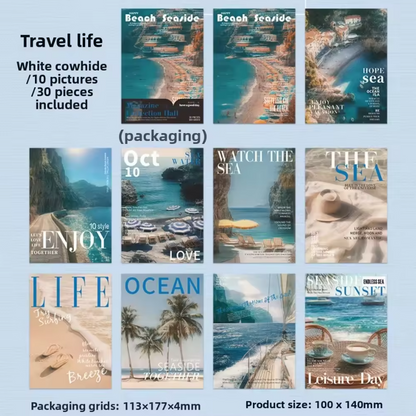30 Sheets Loose Leaf Magazine Collection Series Retro Scrapbooking Paper