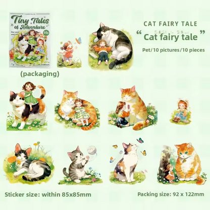 10 Pcs Mini Adventure Series Cute Cartoon Character Journal Sticker Pack