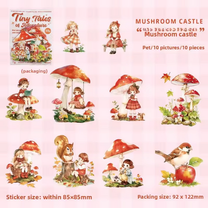 10 Pcs Mini Adventure Series Cute Cartoon Character Journal Sticker Pack