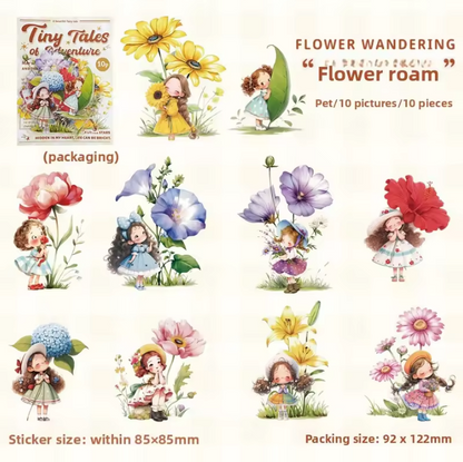 10 Pcs Mini Adventure Series Cute Cartoon Character Journal Sticker Pack