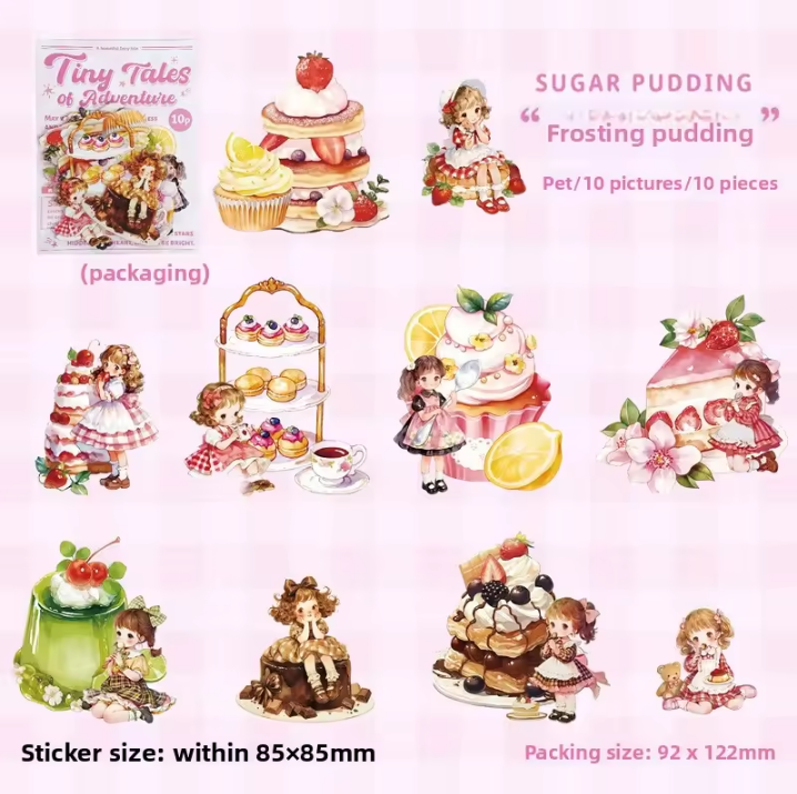 10 Pcs Mini Adventure Series Cute Cartoon Character Journal Sticker Pack