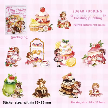 10 Pcs Mini Adventure Series Cute Cartoon Character Journal Sticker Pack