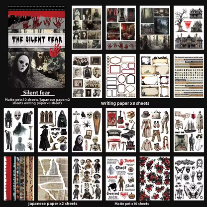 20 Sheets The Silent Fear Scary Ghost Sticker Book