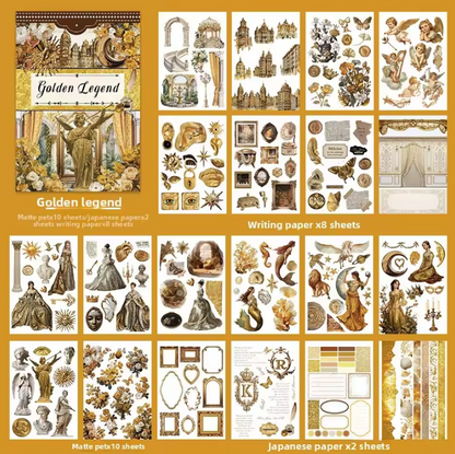 20 Sheets Golden Legend Vintage Retro Character Sticker Book