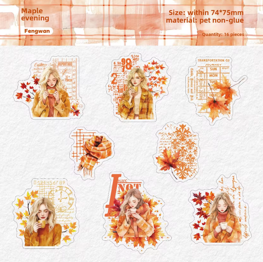 16 Pcs Winter Warmth Series Winter Girls Character Theme Stickers