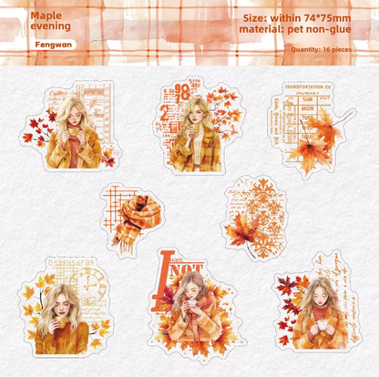 16 Pcs Winter Warmth Series Winter Girls Character Theme Stickers