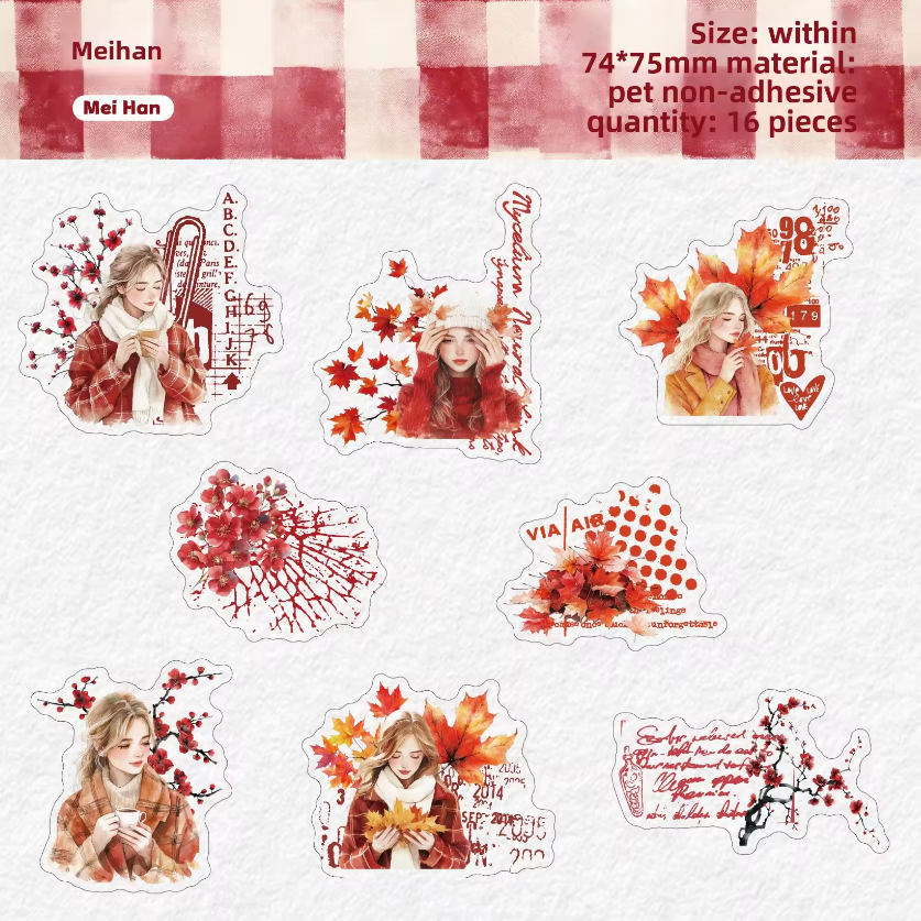 16 Pcs Winter Warmth Series Winter Girls Character Theme Stickers