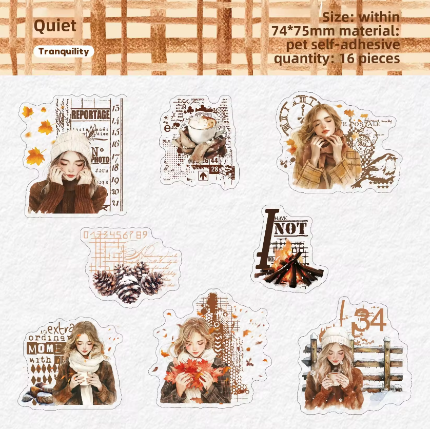 16 Pcs Winter Warmth Series Winter Girls Character Theme Stickers