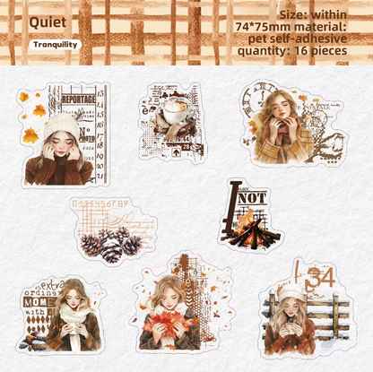 16 Pcs Winter Warmth Series Winter Girls Character Theme Stickers