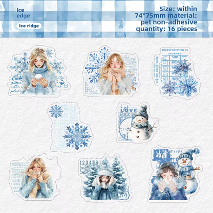 16 Pcs Winter Warmth Series Winter Girls Character Theme Stickers