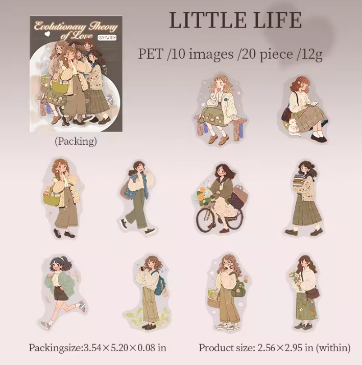 20 Pcs Love Evolution Series Couple Theme Stickers