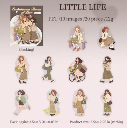 20 Pcs Love Evolution Series Couple Theme Stickers