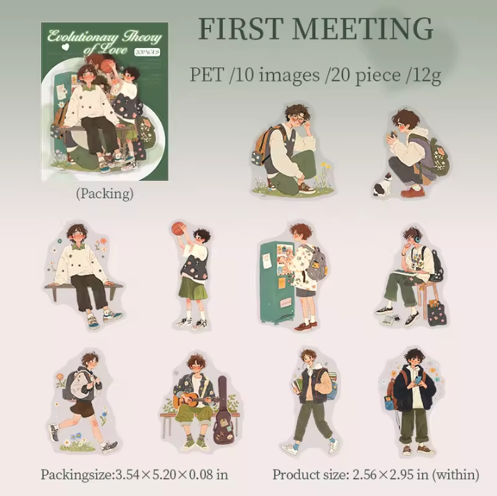 20 Pcs Love Evolution Series Couple Theme Stickers