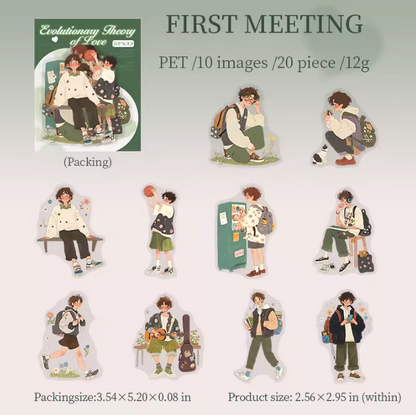 20 Pcs Love Evolution Series Couple Theme Stickers