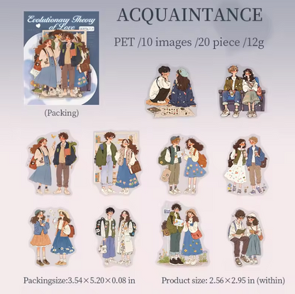 20 Pcs Love Evolution Series Couple Theme Stickers