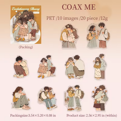 20 Pcs Love Evolution Series Couple Theme Stickers