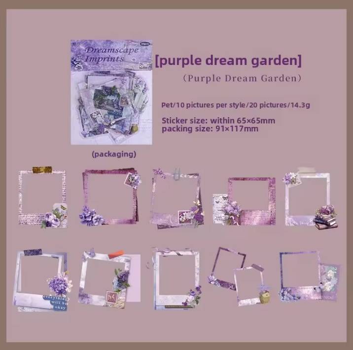 20 Pcs Retro Floating Life Imprints Series Border Stickers