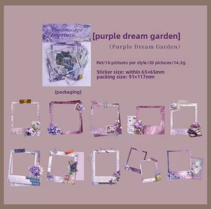 20 Pcs Retro Floating Life Imprints Series Border Stickers