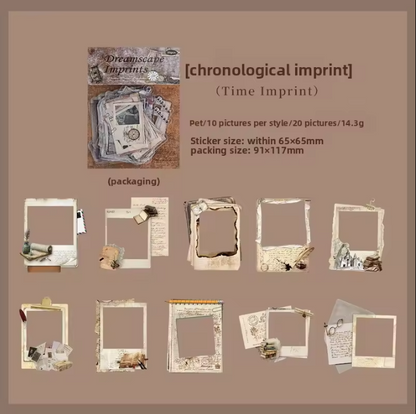 20 Pcs Retro Floating Life Imprints Series Border Stickers