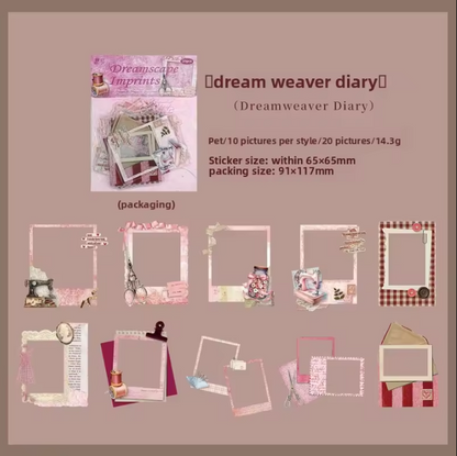 20 Pcs Retro Floating Life Imprints Series Border Stickers