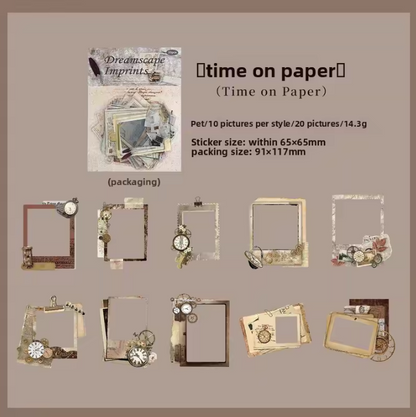 20 Pcs Retro Floating Life Imprints Series Border Stickers