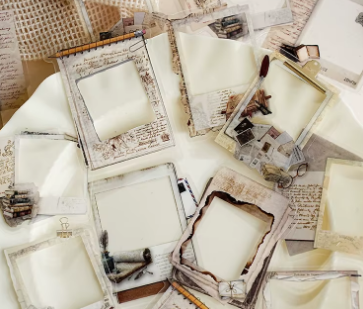 20 Pcs Retro Floating Life Imprints Series Border Stickers