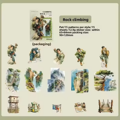 15 Pcs Adventure Journey Series Outdoor Sports Stickers