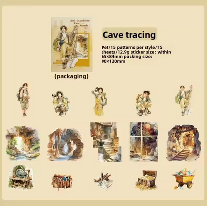 15 Pcs Adventure Journey Series Outdoor Sports Stickers