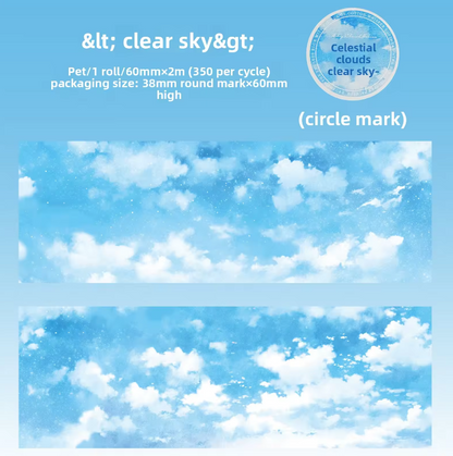 2M Roll Sky Cloudscape Series Sky-Themed Pet Tape
