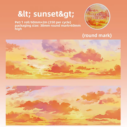 2M Roll Sky Cloudscape Series Sky-Themed Pet Tape