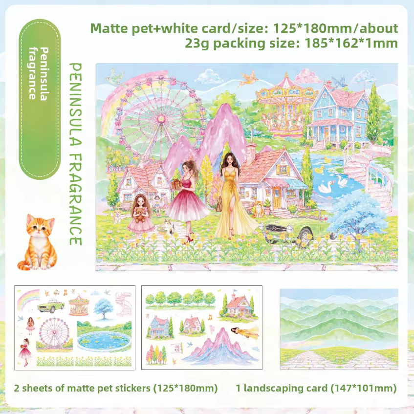 3 Sheets/pack Floral Garden Travel Miniature Scene 3D Stickers for Scrapbooking