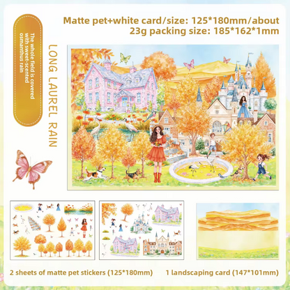 3 Sheets/pack Floral Garden Travel Miniature Scene 3D Stickers for Scrapbooking