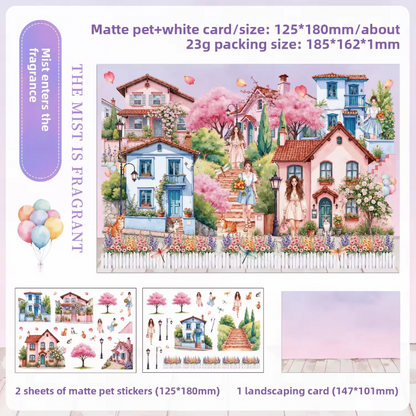 3 Sheets/pack Floral Garden Travel Miniature Scene 3D Stickers for Scrapbooking