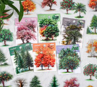 15 Pcs Branching Series Creative Tree Pattern Stickers for Journaling