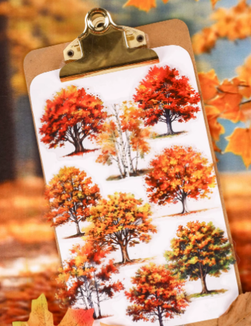 15 Pcs Branching Series Creative Tree Pattern Stickers for Journaling