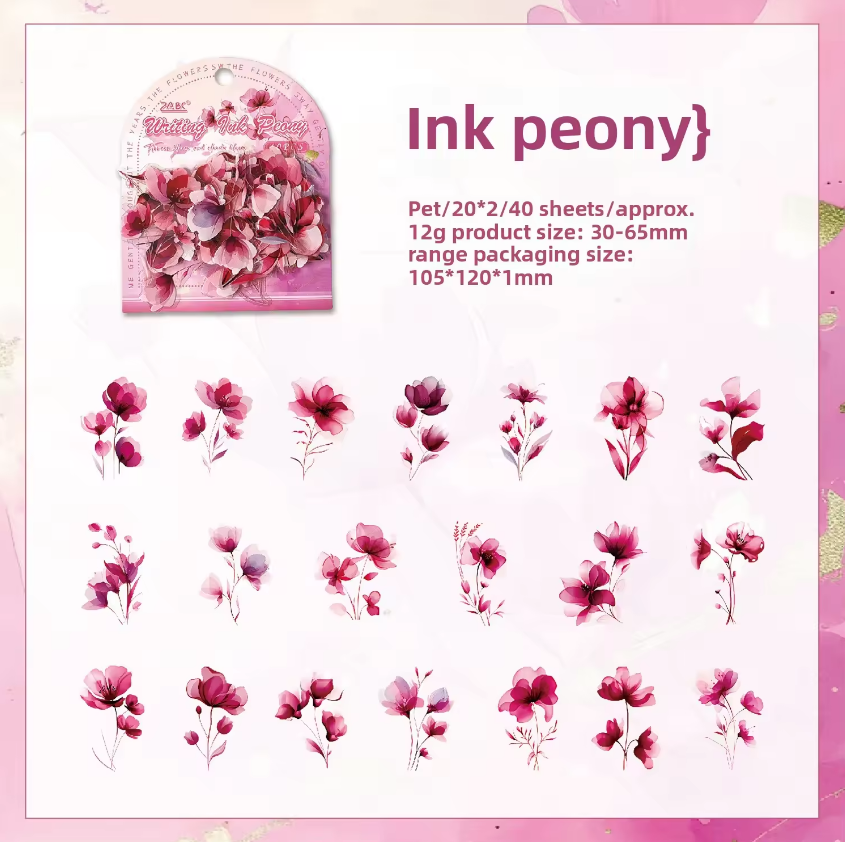 40 Pcs Blooming Clouds Pretty flowers and leaves stickers