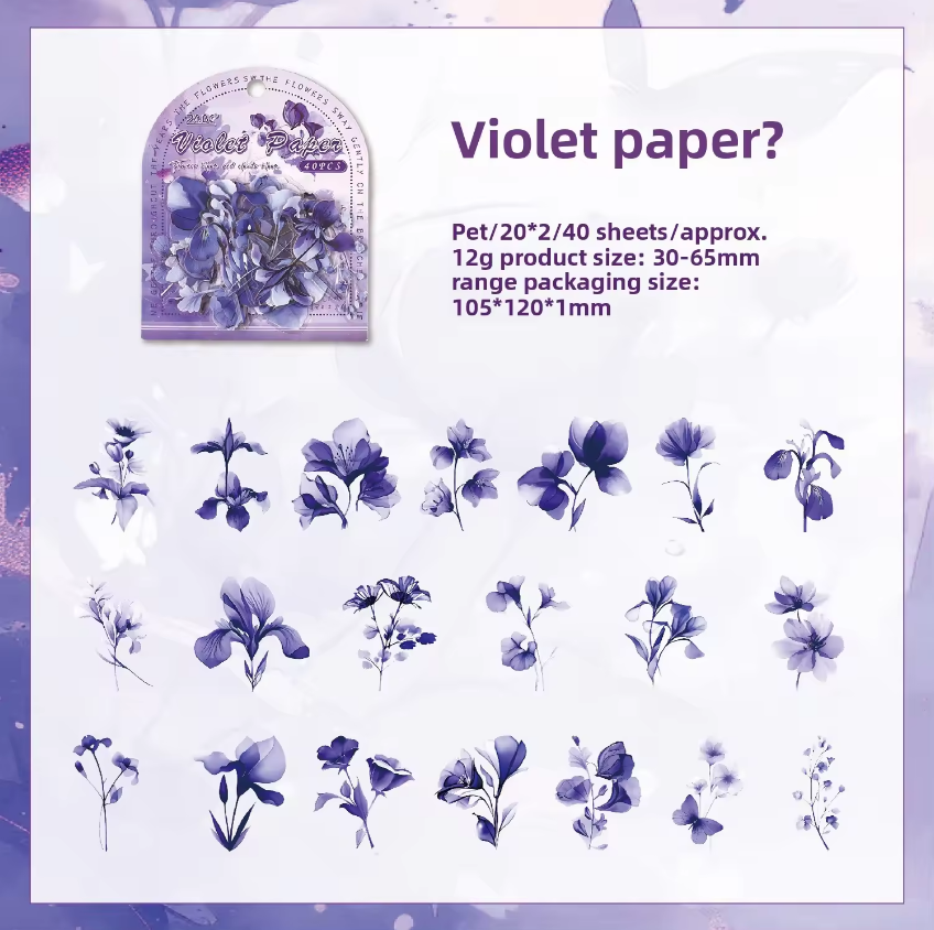 40 Pcs Blooming Clouds Pretty flowers and leaves stickers