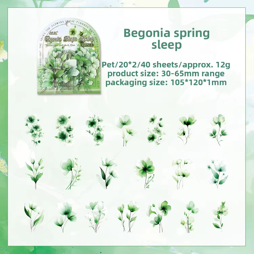 40 Pcs Blooming Clouds Pretty flowers and leaves stickers