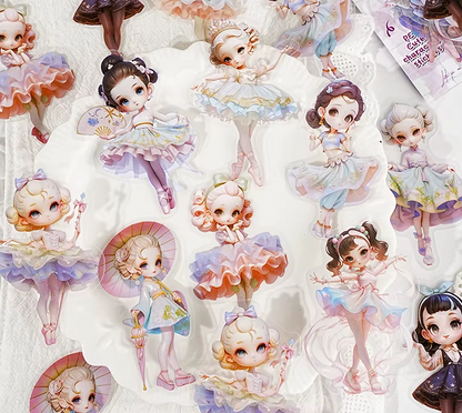 10 Pcs Cute Girl Series Cartoon Characters Decorative Stickers for Journaling