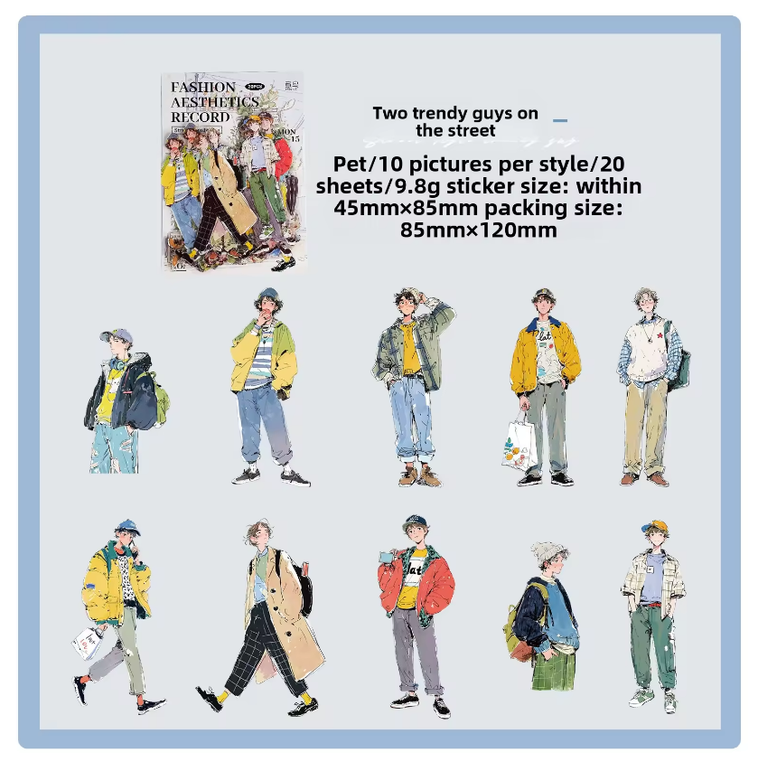 20 Pcs Fashion Aesthetics Series Character Stickers for Journaling