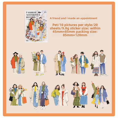 20 Pcs Fashion Aesthetics Series Character Stickers for Journaling