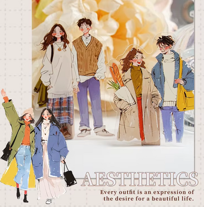 20 Pcs Fashion Aesthetics Series Character Stickers for Journaling