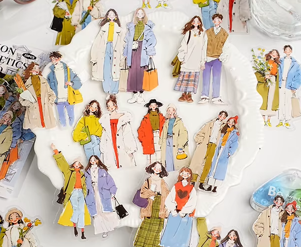20 Pcs Fashion Aesthetics Series Character Stickers for Journaling
